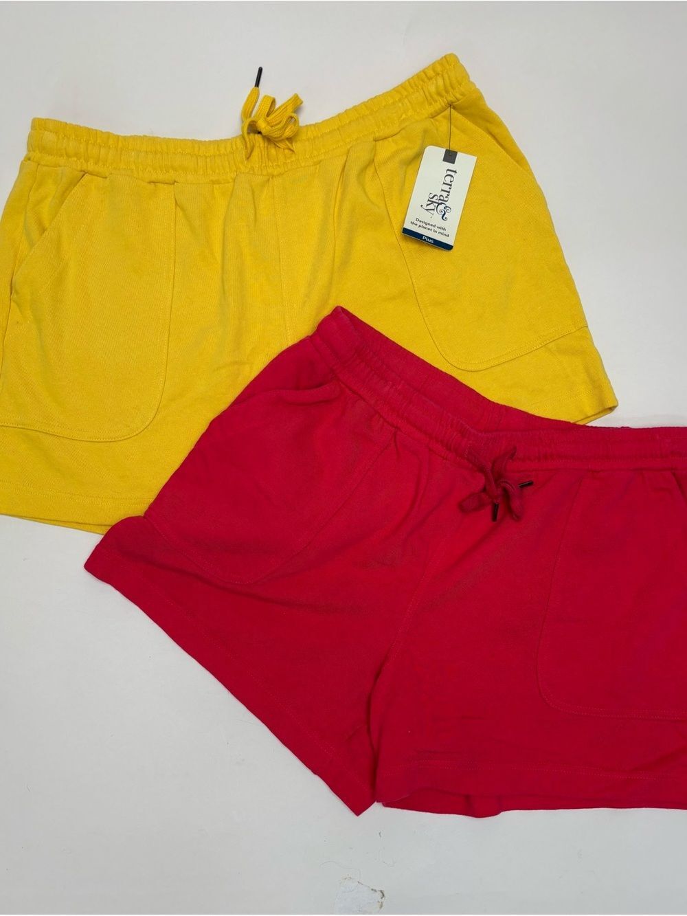 Women's Cotton Shorts Size 14 with Pockets and Drawstring, Bundle 2 pairs